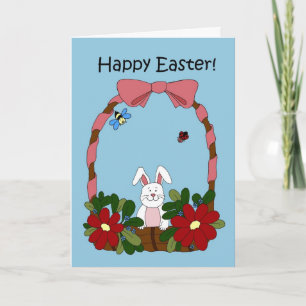Cartes Pour Fêtes Annuelles Lapin dans un panier
