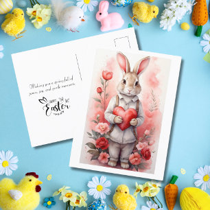 Cartes Pour Fêtes Annuelles Lapin de jardin de roses charmant pour Pâques