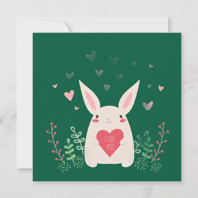 Cartes Pour Fêtes Annuelles Lapin de la Saint-Valentin mignon (Devant)