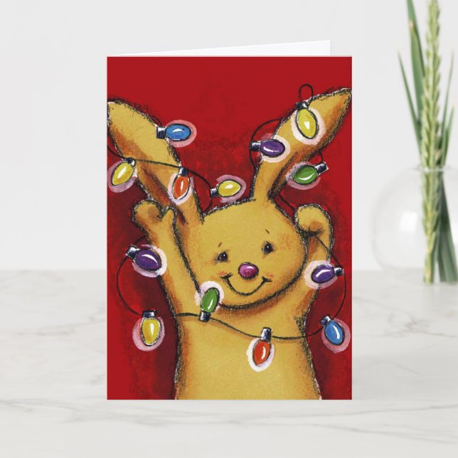 Cartes Pour Fêtes Annuelles lapin de Noël (Devant)