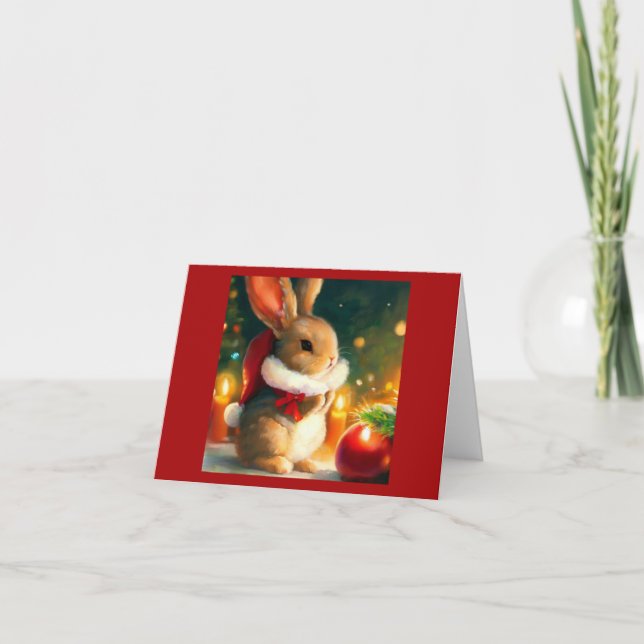 Cartes Pour Fêtes Annuelles Lapin de Noël 1 (Devant)