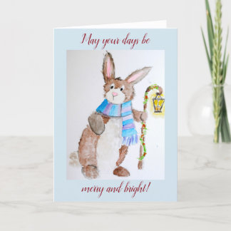 Cartes Pour Fêtes Annuelles Lapin de Noël avec lumière