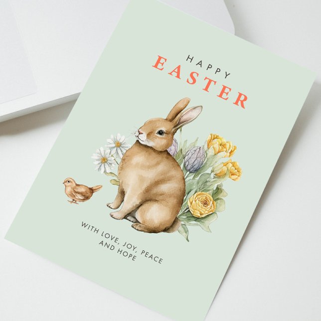 Cartes Pour Fêtes Annuelles Lapin de Pâques à l'aquarelle (Créateur téléchargé)