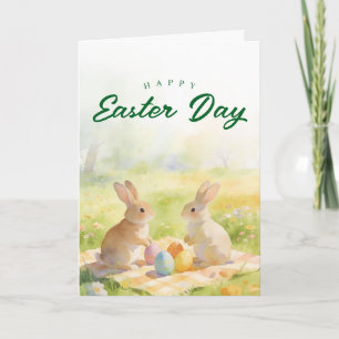 Cartes Pour Fêtes Annuelles Lapin de Pâques à l'aquarelle florale Fête printan