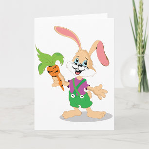 Cartes Pour Fêtes Annuelles Lapin De Pâques Avec Carottes De Voeux
