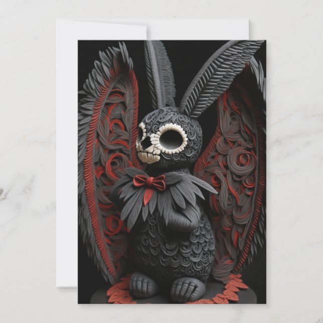 Cartes Pour Fêtes Annuelles Lapin de Pâques avec torsion noire (Devant)