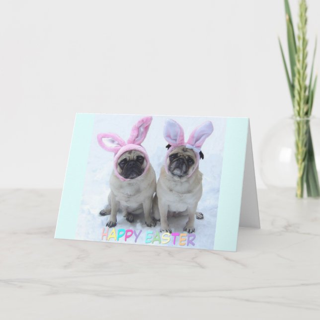 Cartes Pour Fêtes Annuelles Lapin de Pâques de carlin (Devant)