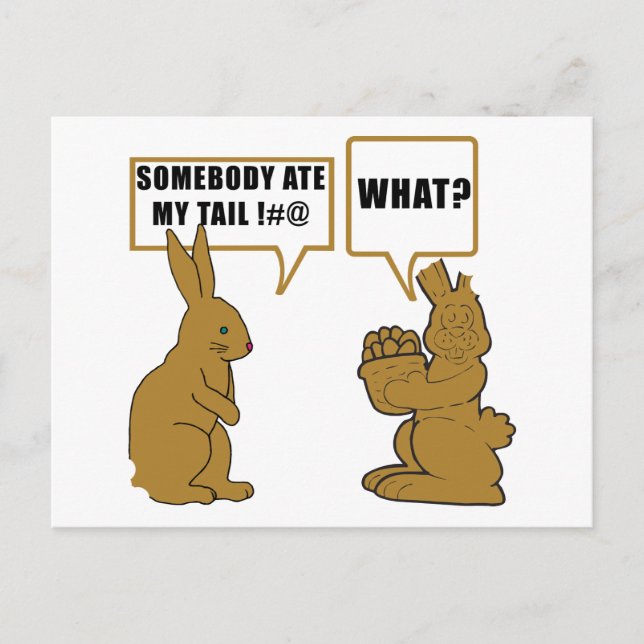 Cartes Pour Fêtes Annuelles Lapin de Pâques drôle de chocolat (Devant)