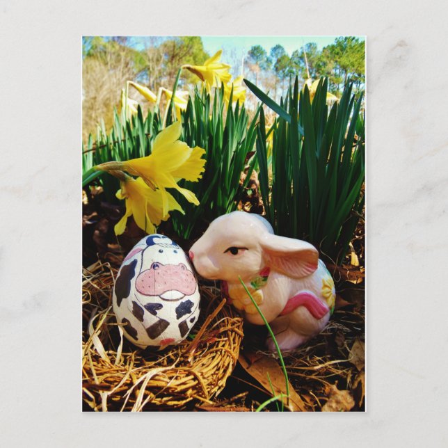 Cartes Pour Fêtes Annuelles Lapin de Pâques et oeuf de vache (Devant)