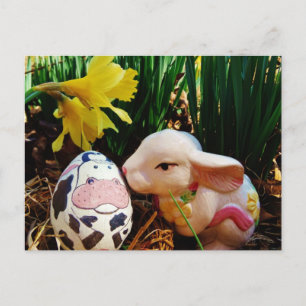 Cartes Pour Fêtes Annuelles Lapin de Pâques et oeuf de vache