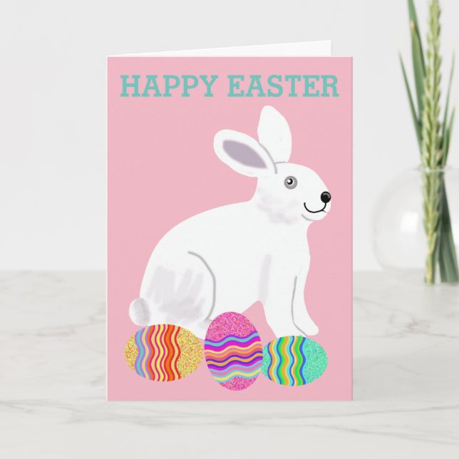 Cartes Pour Fêtes Annuelles Lapin de Pâques et oeufs au chocolat (Devant)