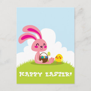 Cartes Pour Fêtes Annuelles Lapin de Pâques et poussin