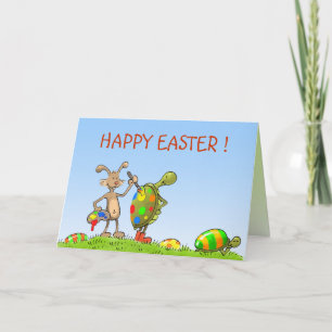 Cartes Pour Fêtes Annuelles lapin de pâques et tortues