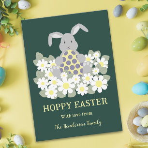 Cartes Pour Fêtes Annuelles Lapin de Pâques Floral Hoppy Mignon Personnalisé