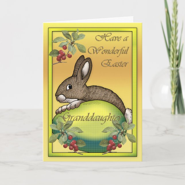Cartes Pour Fêtes Annuelles Lapin de Pâques heureux avec l'oeuf, pour la (Devant)