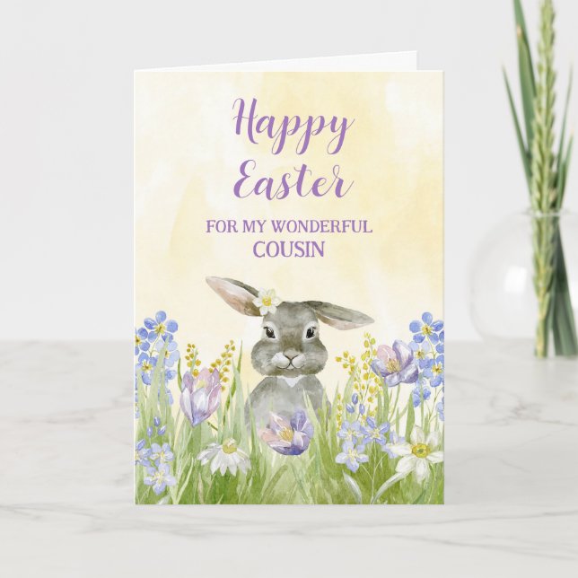 Cartes Pour Fêtes Annuelles Lapin de Pâques Joyeux Cousin de Pâques (Devant)