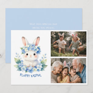 Cartes Pour Fêtes Annuelles Lapin de Pâques mignon aquarelle Hydrangea 2 Photo