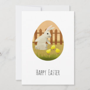 Cartes Pour Fêtes Annuelles Lapin de Pâques Œuf Poulets Heureux