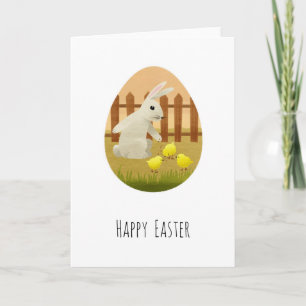 Cartes Pour Fêtes Annuelles Lapin de Pâques Œuf Poussins Heureux