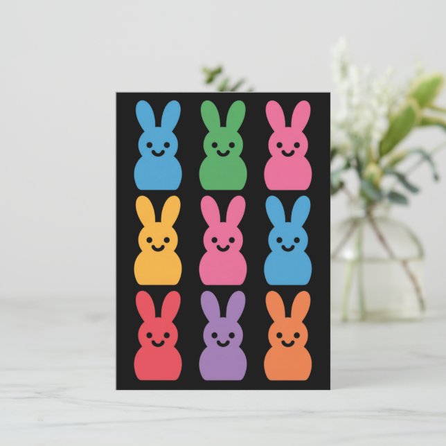 Cartes Pour Fêtes Annuelles Lapin de Pâques Œufs Carreaux Léopard (Debout devant)