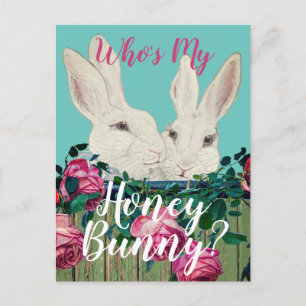 Cartes Pour Fêtes Annuelles Lapin de Pâques Pastel Floral Romance Mignon