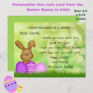 Cartes Pour Fêtes Annuelles Lapin de Pâques personnalisé aux enfants mignon Am
