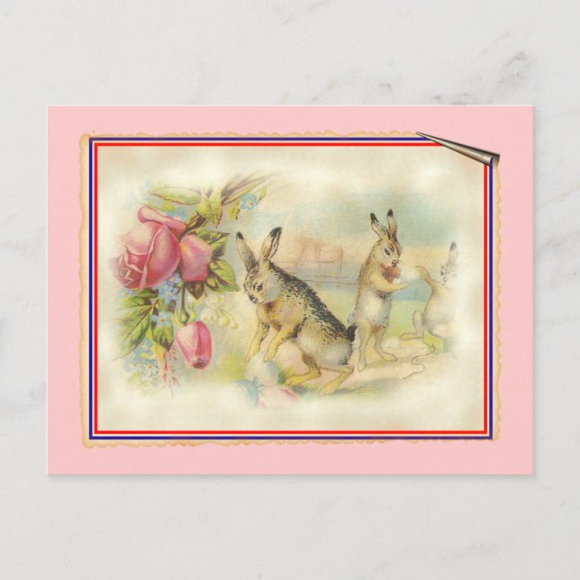 Cartes Pour Fêtes Annuelles Lapin de Pâques victorien (Devant)