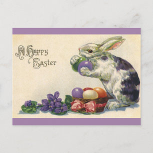 Cartes Pour Fêtes Annuelles Lapin de Pâques vintage avec oeufs de Pâques dans 