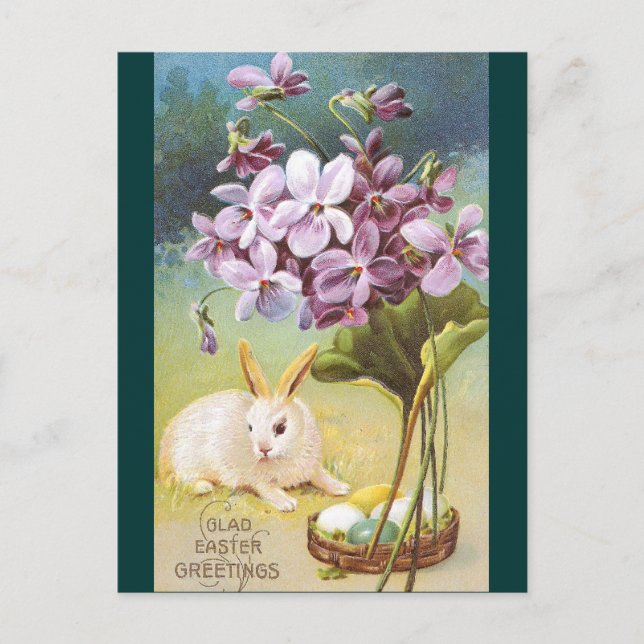 Cartes Pour Fêtes Annuelles Lapin de Pâques & Violettes (Devant)