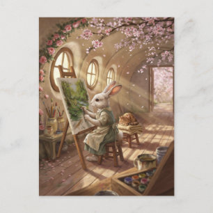 Cartes Pour Fêtes Annuelles Lapin Fantaisiste Artiste Peignant sur Chevalet