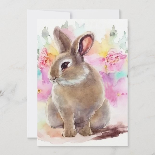 Cartes Pour Fêtes Annuelles Lapin Fleur (Devant)