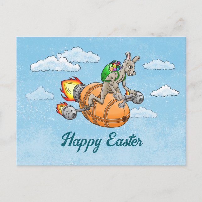 Cartes Pour Fêtes Annuelles Lapin Fusée (Devant)