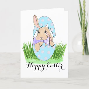 Cartes Pour Fêtes Annuelles Lapin grincheux à l'intérieur d'un oeuf bleu