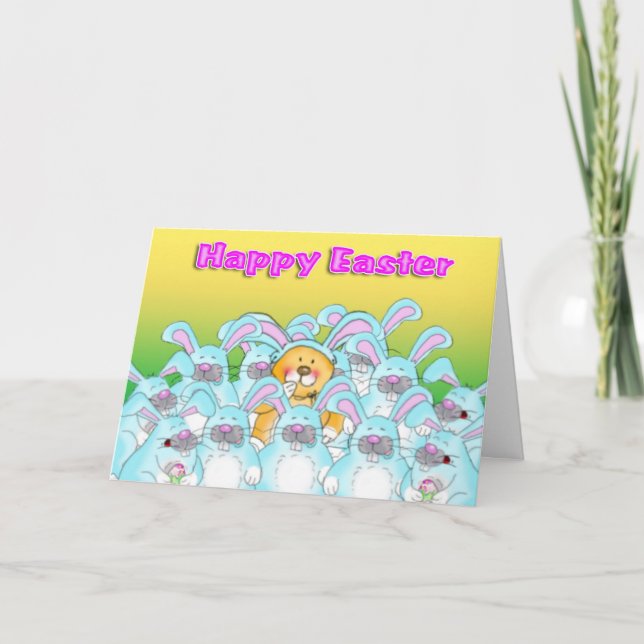 Cartes Pour Fêtes Annuelles lapin Joyeuses Pâques de mangeur (Devant)