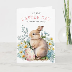 Cartes Pour Fêtes Annuelles Lapin & Oeuf Floral