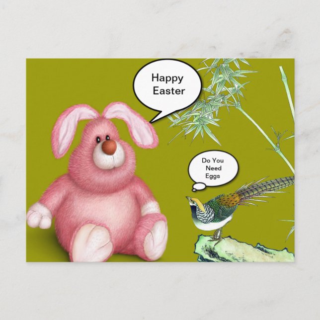 Cartes Pour Fêtes Annuelles Lapin Pâques Rose (Devant)