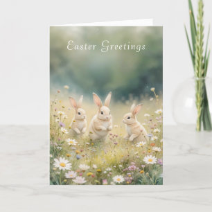 Cartes Pour Fêtes Annuelles Lapin printanier de la prairie de Pâques