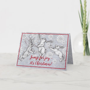 Cartes Pour Fêtes Annuelles Lapin Snowflake Bunny Silver Parties scintillant N
