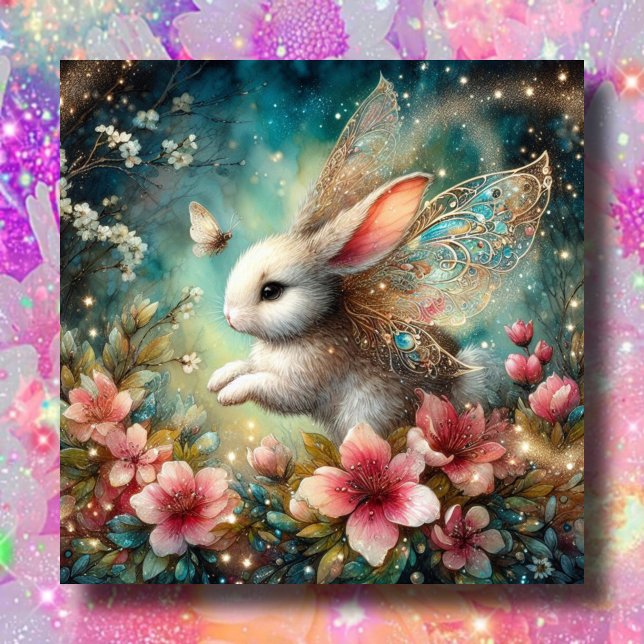 Cartes Pour Fêtes Annuelles Lapin Whimsical Joyeux Verset de la Bible Chrétien (Créateur téléchargé)