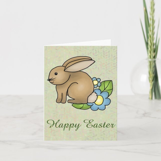 Cartes Pour Fêtes Annuelles Lapins à fleurs (Devant)