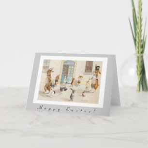 Cartes Pour Fêtes Annuelles Lapins Anthropomorphes Tournent À La Maison De L'É