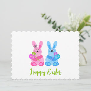 Cartes Pour Fêtes Annuelles Lapins avec des fleurs