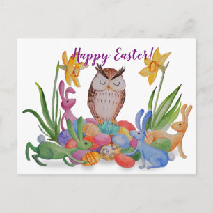 Cartes Pour Fêtes Annuelles lapins de Pâques et hibou