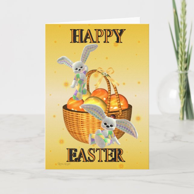 Cartes Pour Fêtes Annuelles Lapins de Pâques heureux (Devant)