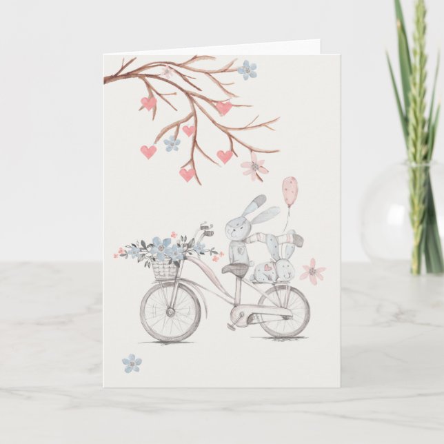 Cartes Pour Fêtes Annuelles Lapins mignons. (Devant)