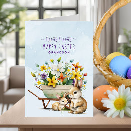 Cartes Pour Fêtes Annuelles Lapins mignons personnalisés petit-fils Pâques