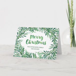 Cartes Pour Fêtes Annuelles L'aquarelle verte laisse à Noël la nouvelle