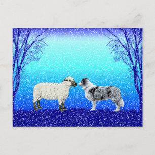 Cartes Pour Fêtes Annuelles "L'arbre" border collie Postcard~Christmas de paix