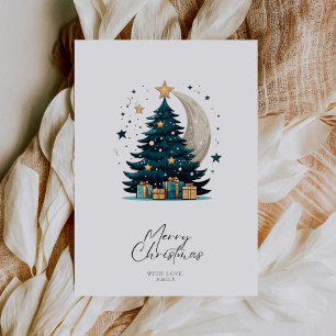 Cartes Pour Fêtes Annuelles L'Arbre De Noël Étoiles La Lune