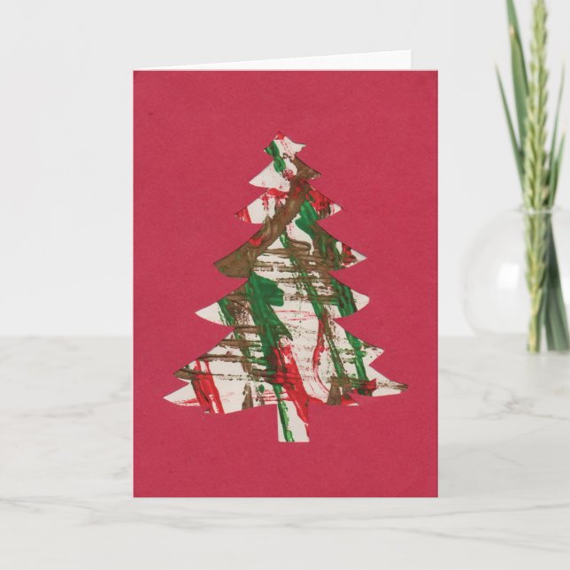 Cartes Pour Fêtes Annuelles L'arbre Fingerpaint dedans (Devant)